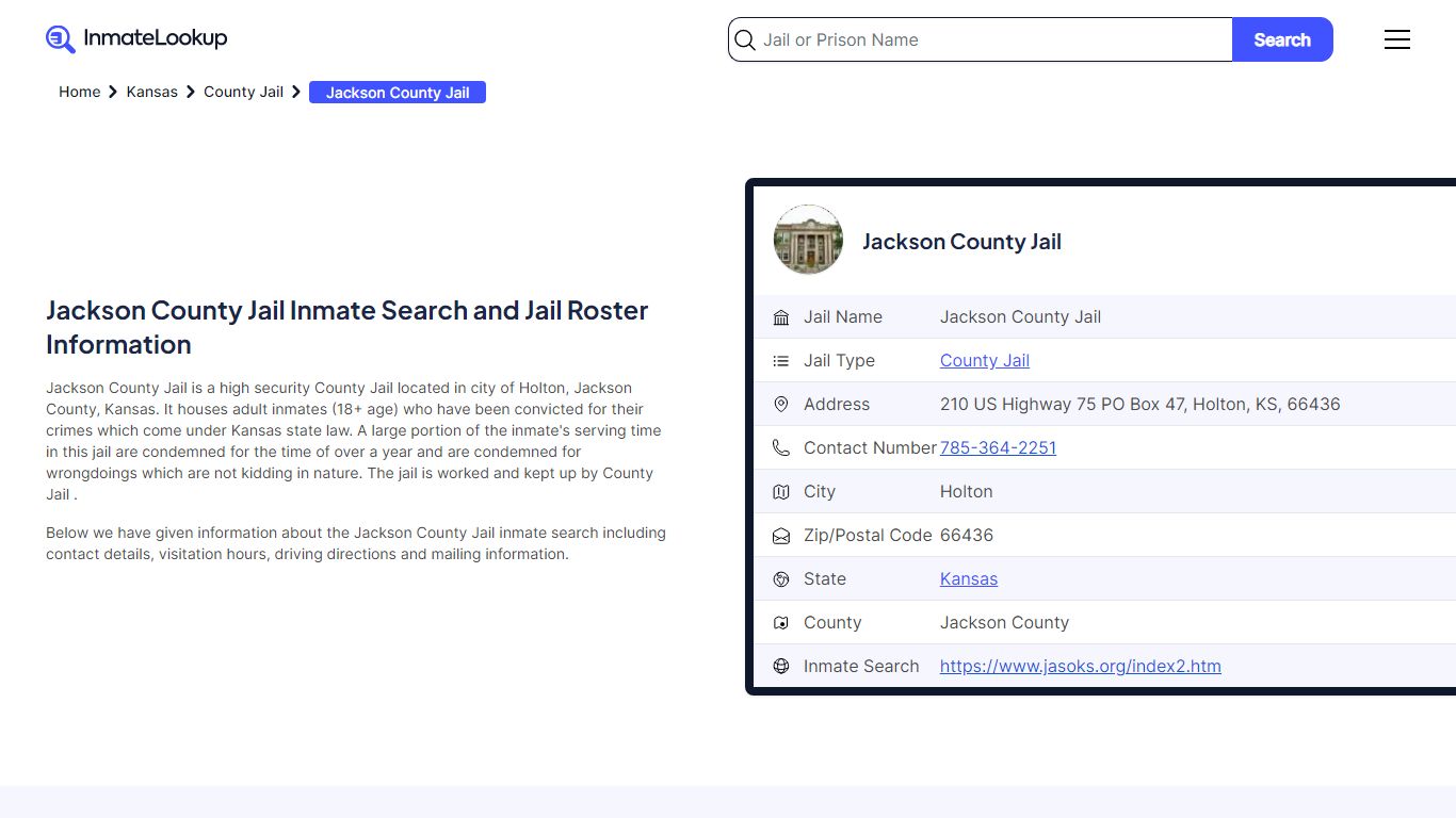 Jackson County Jail Inmate Search and Jail Roster Information